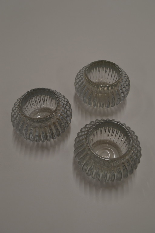 Set Of 3 Glass Tealight Holders