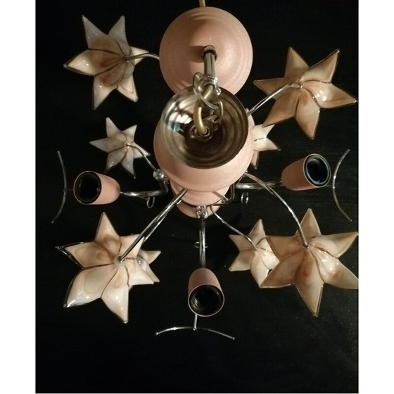 Image 1 of Vintage Murano glass chandelier with iris and calla flowers