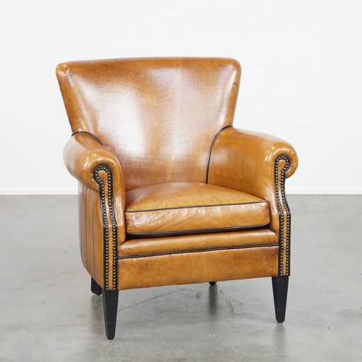 Sheep Leather Armchair/ Armchair In A Light Cognac Color