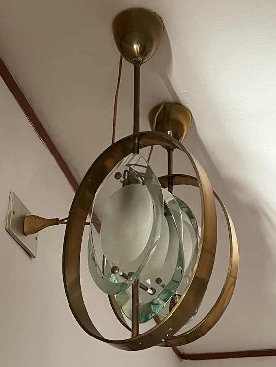 Image 1 of Fontana Arte Pendant Lamp In Glass And Brass