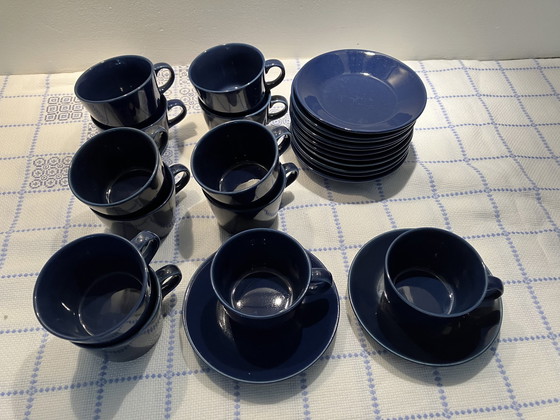 Image 1 of 12x Iitala Arabia Kilta Teema Cups And Saucers Dark Blue