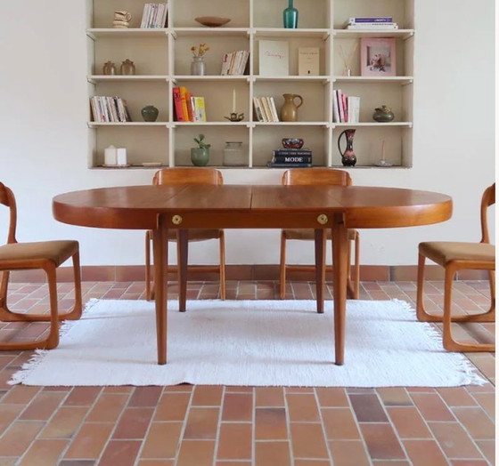 Image 1 of 70'S Scandinavian Round Extensible Table