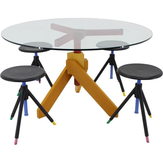 Image 1 of Vintage dining set by Raul Barbieri for Rexite, Italy 1980s