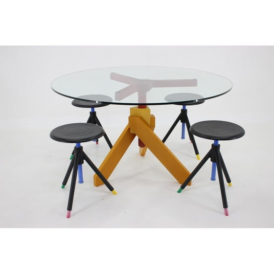 Image 1 of Vintage dining set by Raul Barbieri for Rexite, Italy 1980s
