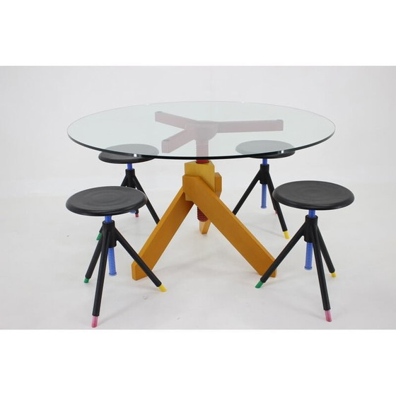 Image 1 of Vintage dining set by Raul Barbieri for Rexite, Italy 1980s