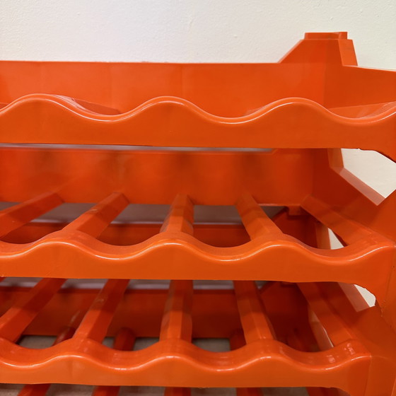 Image 1 of Vintage wine rack orange plastic 70s space age