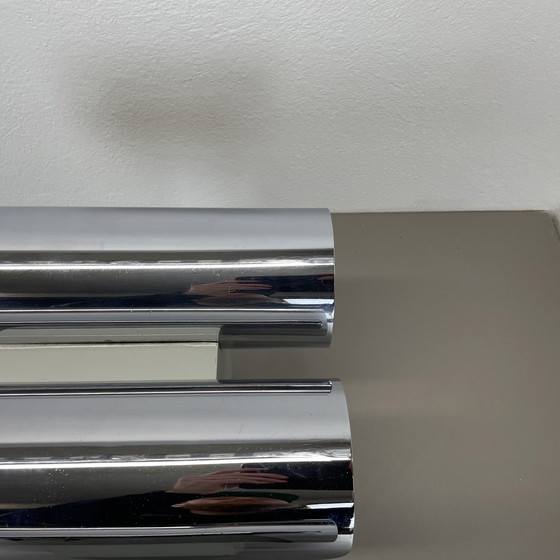 Image 1 of Set Of 2 Modernist Xxl 30Cm Atomic Space Age Chromed Wall Lights, Germany 1970S