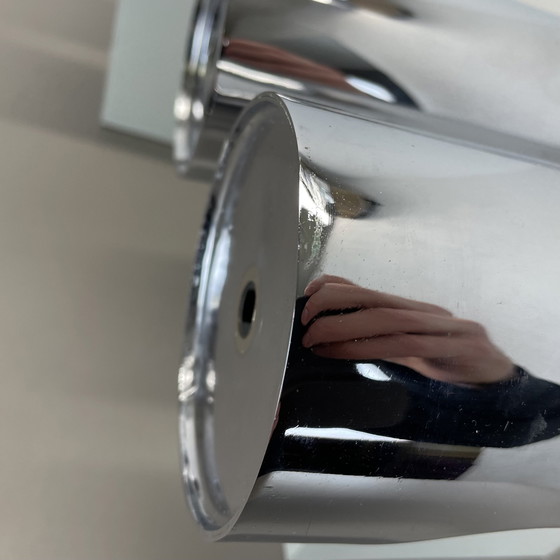 Image 1 of Set Of 2 Modernist Xxl 30Cm Atomic Space Age Chromed Wall Lights, Germany 1970S