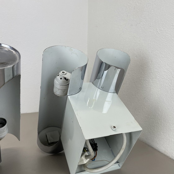 Image 1 of Set Of 2 Modernist Xxl 30Cm Atomic Space Age Chromed Wall Lights, Germany 1970S