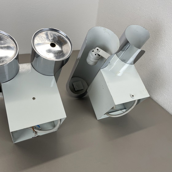 Image 1 of Set Of 2 Modernist Xxl 30Cm Atomic Space Age Chromed Wall Lights, Germany 1970S