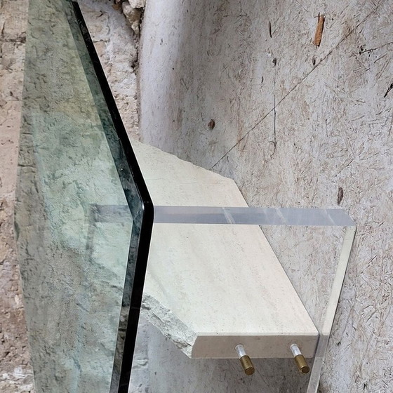 Image 1 of Vintage glass and marble coffee table, Italy 1990