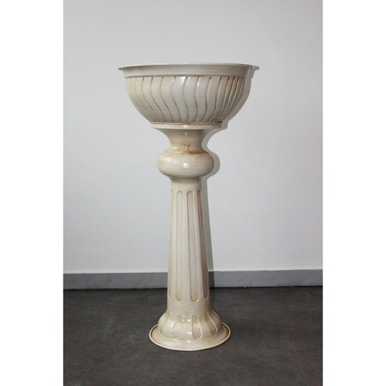 Image 1 of Fioriera vintage in metallo smaltato su supporto