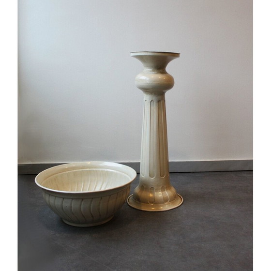 Image 1 of Fioriera vintage in metallo smaltato su supporto