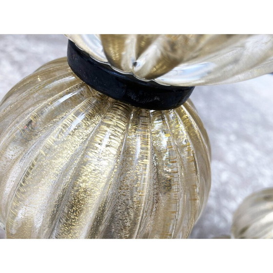 Image 1 of Pair of vintage gold and black murano glass lamps, 1980