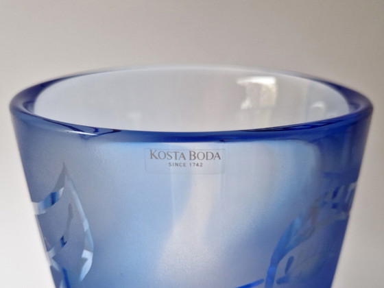 Image 1 of Kosta Boda - "Dancing Blue" Vase By Ulrica Hydman-Vallien - Signed