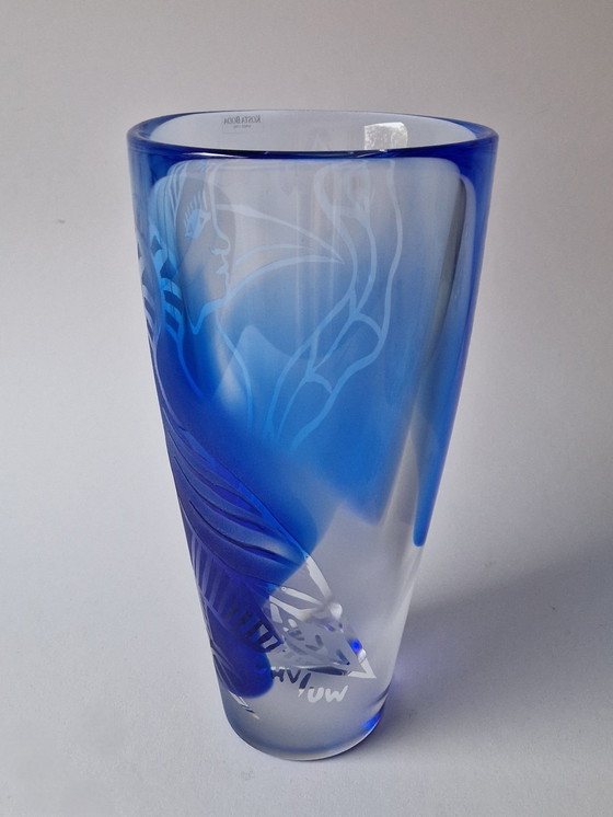 Image 1 of Kosta Boda - "Dancing Blue" Vase By Ulrica Hydman-Vallien - Signed