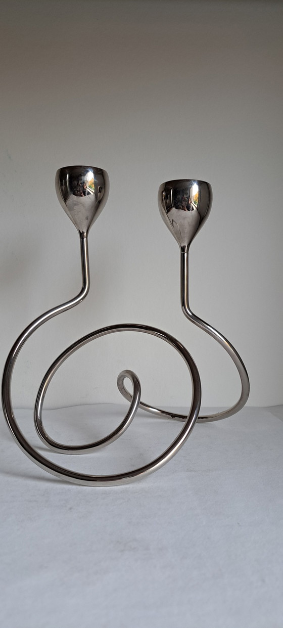 Image 1 of Loop Maison Chrome Candlestick Candlestick Holder