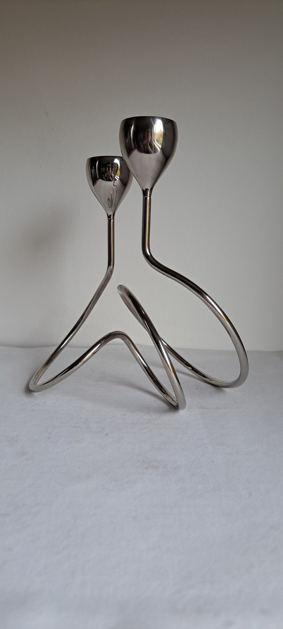 Image 1 of Loop Maison Chrome Candlestick Candlestick Holder