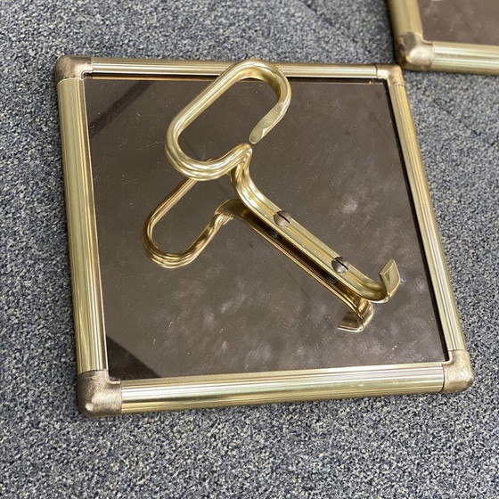 Image 1 of Pair of vintage square smoked glass coat racks by H. Baller, Austria 1970