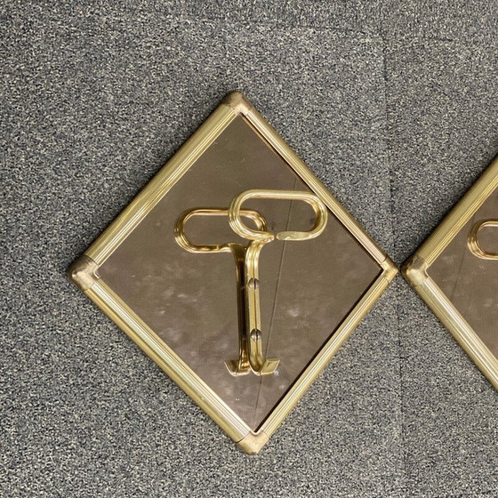 Image 1 of Pair of vintage square smoked glass coat racks by H. Baller, Austria 1970