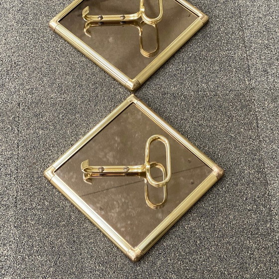 Image 1 of Pair of vintage square smoked glass coat racks by H. Baller, Austria 1970