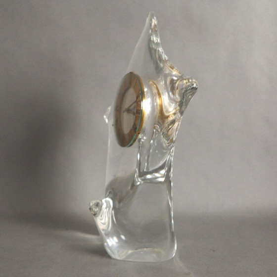 Image 1 of Orologio da tavolo vintage in vetro di Cristallerie Schneide del 1960 