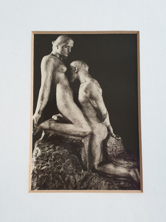 Image 1 of 4x Images vintage dans un cadre en acajou