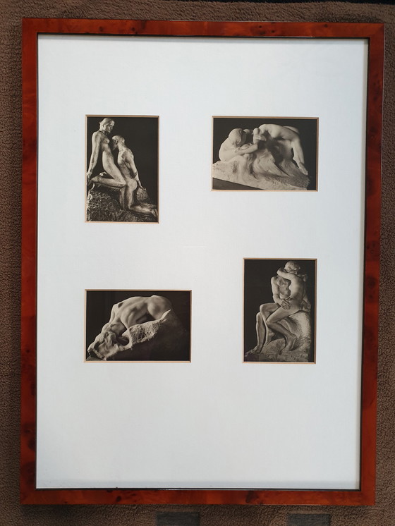 Image 1 of 4x Quadri d'epoca in cornice di mogano