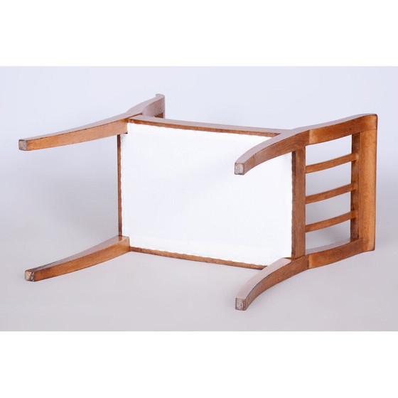 Image 1 of Vintage Art Deco stool in solid oak, Czechoslovakia 1930