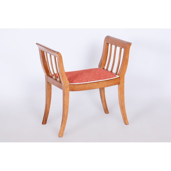 Image 1 of Vintage Art Deco stool in solid oak, Czechoslovakia 1930