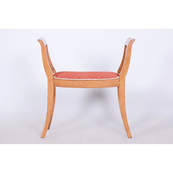Image 1 of Vintage Art Deco stool in solid oak, Czechoslovakia 1930