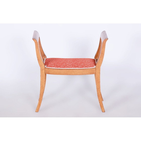 Image 1 of Vintage Art Deco stool in solid oak, Czechoslovakia 1930