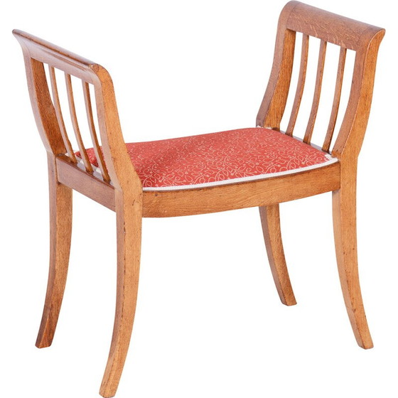 Image 1 of Vintage Art Deco stool in solid oak, Czechoslovakia 1930