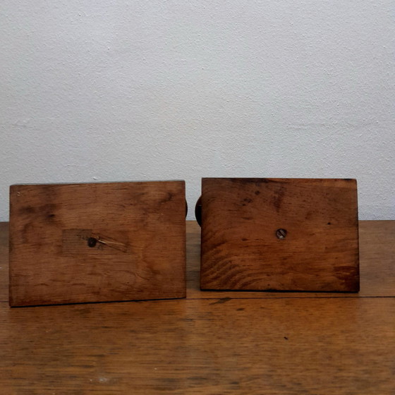 Image 1 of 2X Art Deco Wooden Church Candleholders