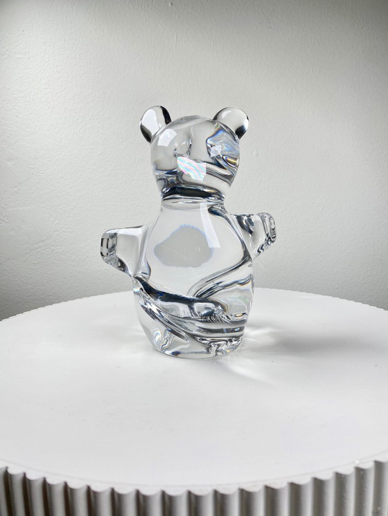 Image 1 of French Daum Crystal Glass Teddy Bear Figurine / Sculpture / Paperweight - Mid-Century Design