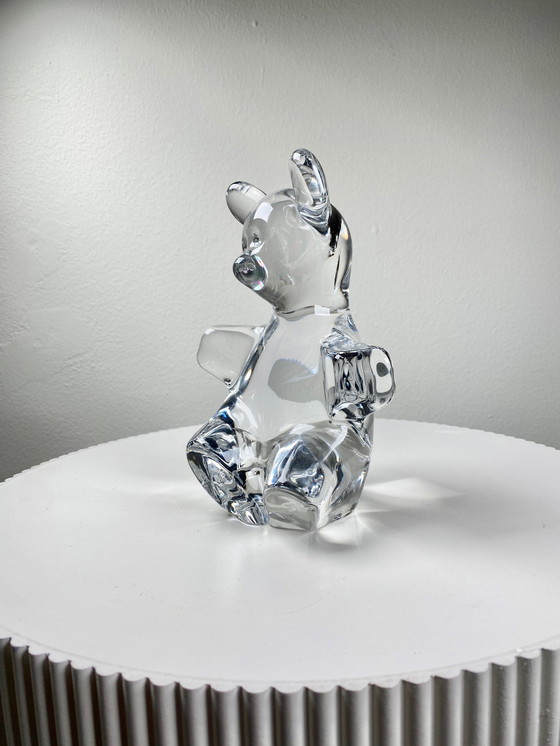 Image 1 of French Daum Crystal Glass Teddy Bear Figurine / Sculpture / Paperweight - Mid-Century Design