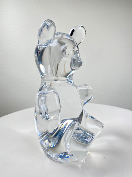 Image 1 of French Daum Crystal Glass Teddy Bear Figurine / Sculpture / Paperweight - Mid-Century Design