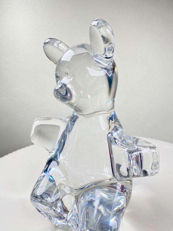 Image 1 of French Daum Crystal Glass Teddy Bear Figurine / Sculpture / Paperweight - Mid-Century Design