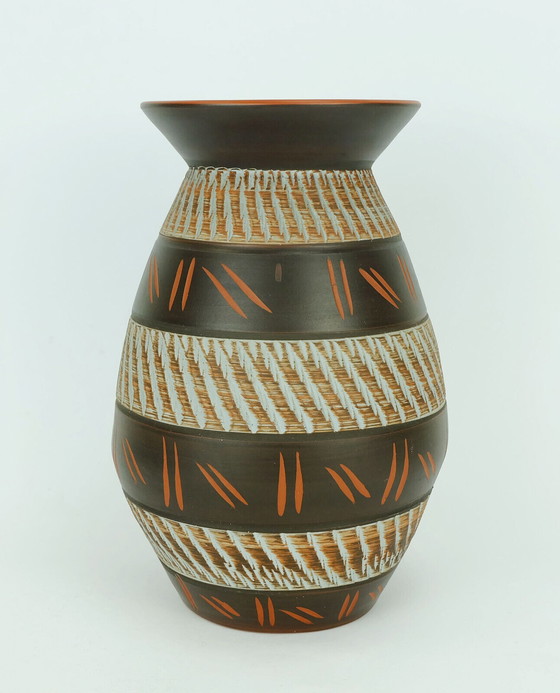 Image 1 of 1950's akru keramik vase sgraffito decor model 10 30