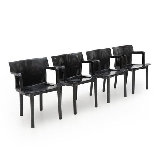 Image 1 of Set of 4 vintage chairs model “4870” in molded black plastic by Anna Castelli for Kartell, Italy 1980