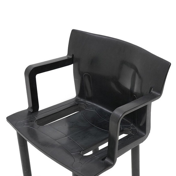 Image 1 of Set of 4 vintage chairs model “4870” in molded black plastic by Anna Castelli for Kartell, Italy 1980