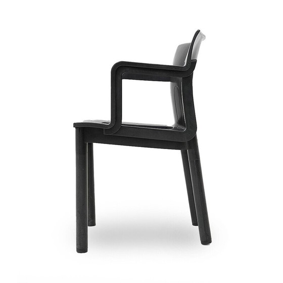 Image 1 of Set of 4 vintage chairs model “4870” in molded black plastic by Anna Castelli for Kartell, Italy 1980