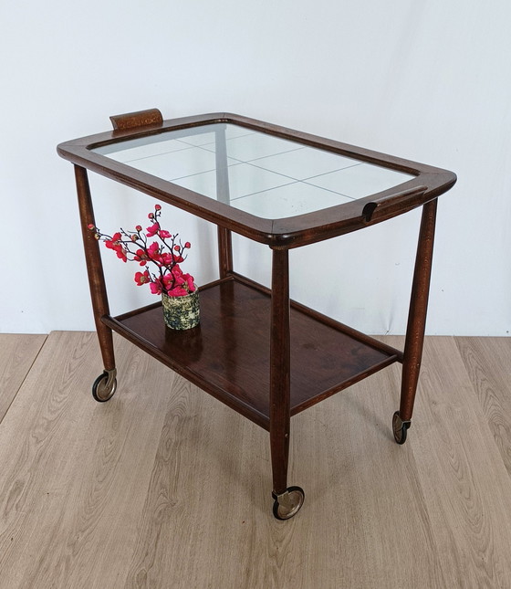 Image 1 of Fifties Serving Cart With Glass Plate