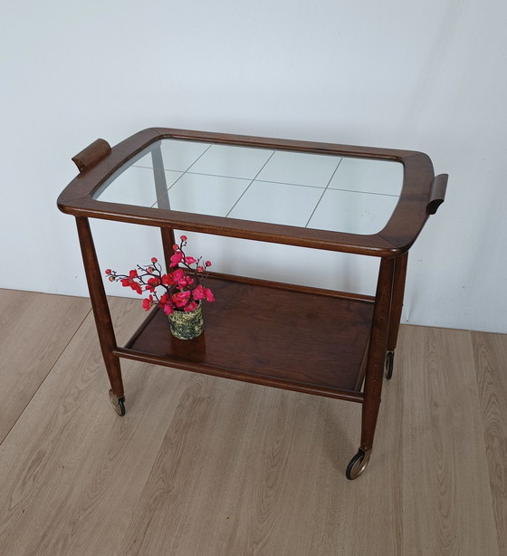 Image 1 of Fifties Serving Cart With Glass Plate