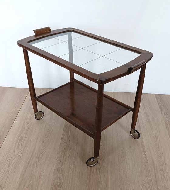 Image 1 of Fifties Serving Cart With Glass Plate