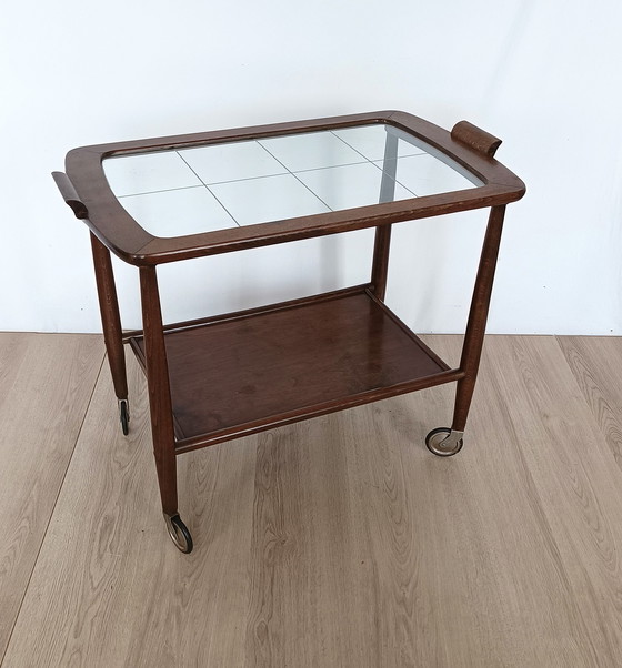 Image 1 of Fifties Serving Cart With Glass Plate