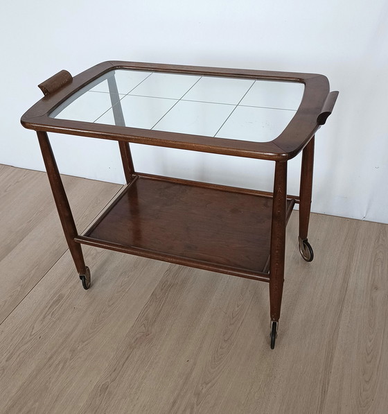 Image 1 of Fifties Serving Cart With Glass Plate