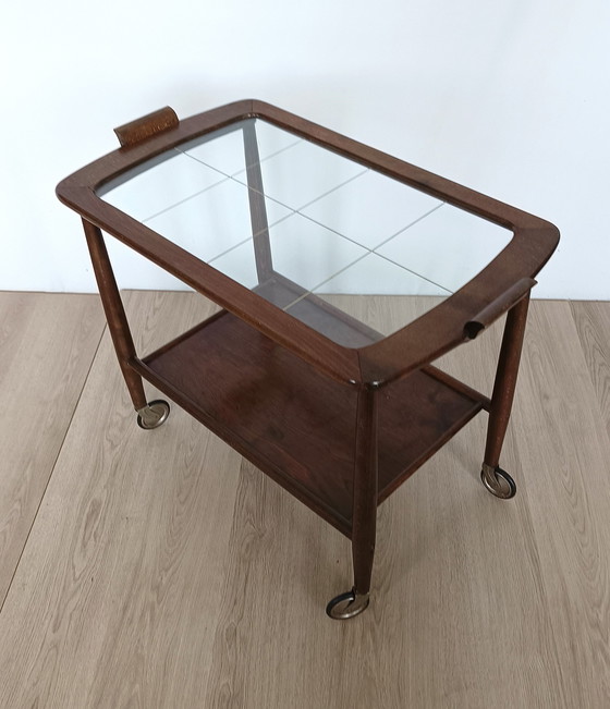 Image 1 of Fifties Serving Cart With Glass Plate