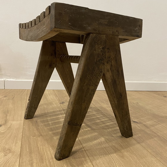 Image 1 of Chandigarh Slatted Wood Stool