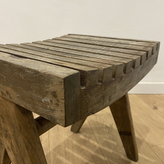 Image 1 of Chandigarh Slatted Wood Stool